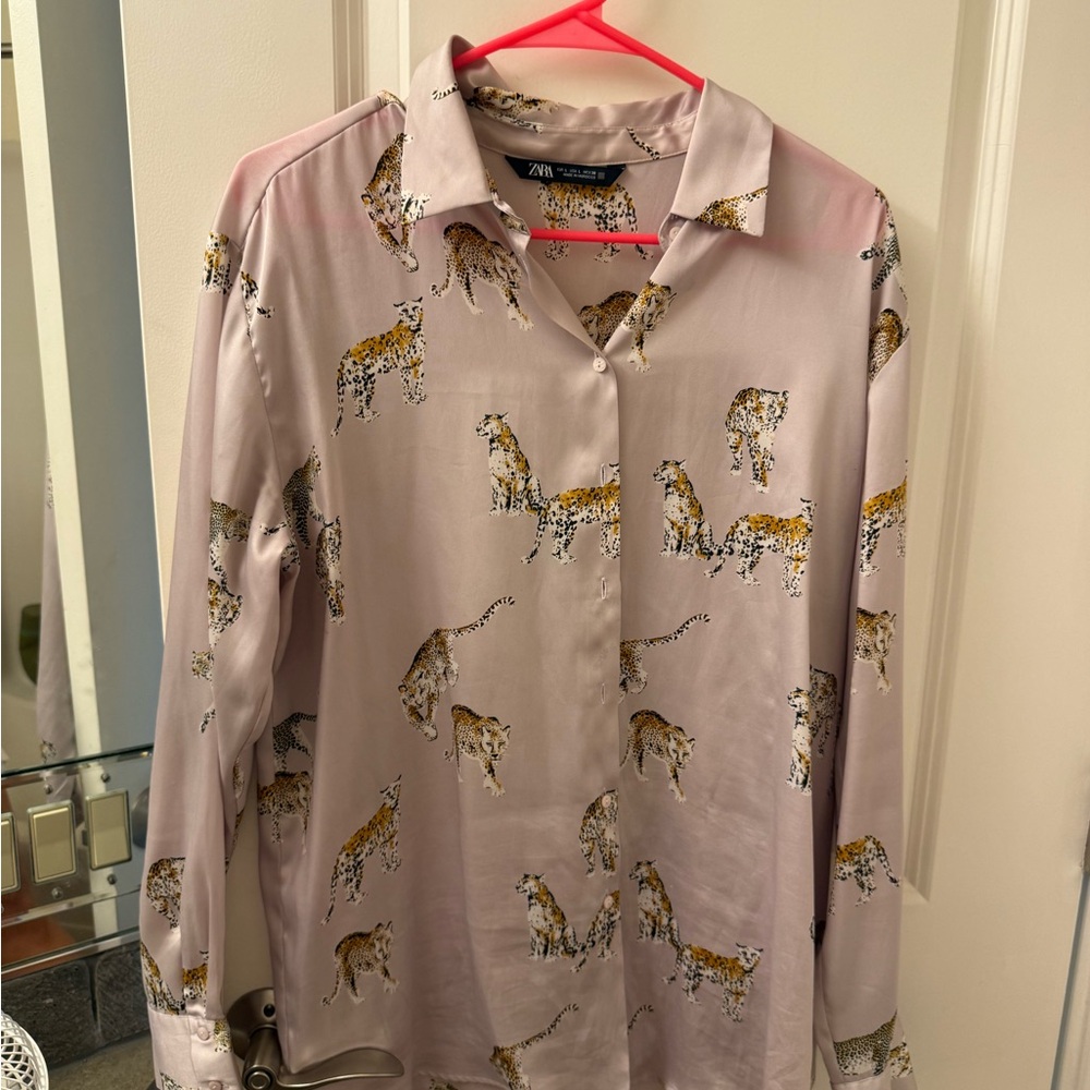 Zara Pink Leopard Print Shirt